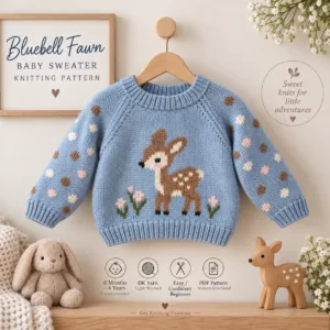 Bluebell Fawn Baby Sweater – Baby Sweater Knitting Pattern