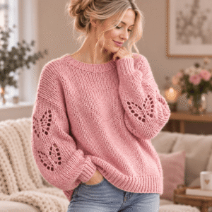 Blushwing Jumper – Women’s Lace Sleeve Jumper Knitting Pattern
