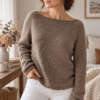 Classic women’s boat neck raglan sweater knitting pattern